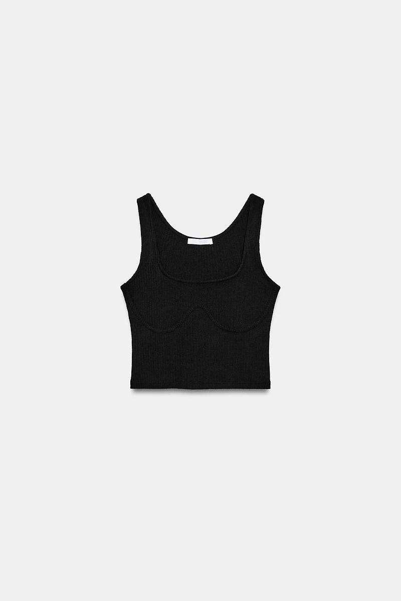 RIBBED STRAPPY CROP TOP