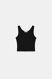 RIBBED STRAPPY CROP TOP
