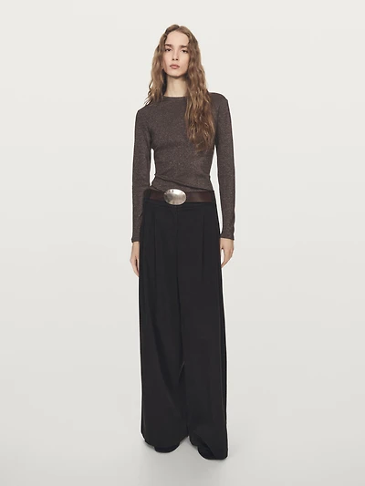 T-shirt manches longues finition métallisée