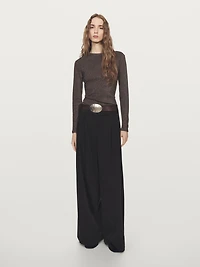 T-shirt manches longues finition métallisée