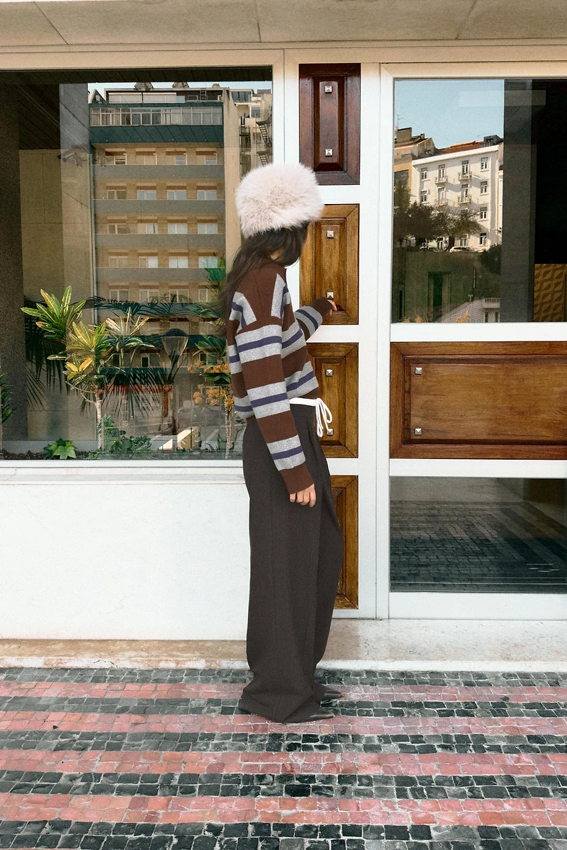 DOUBLE WAISTBAND WIDE-LEG PANTS