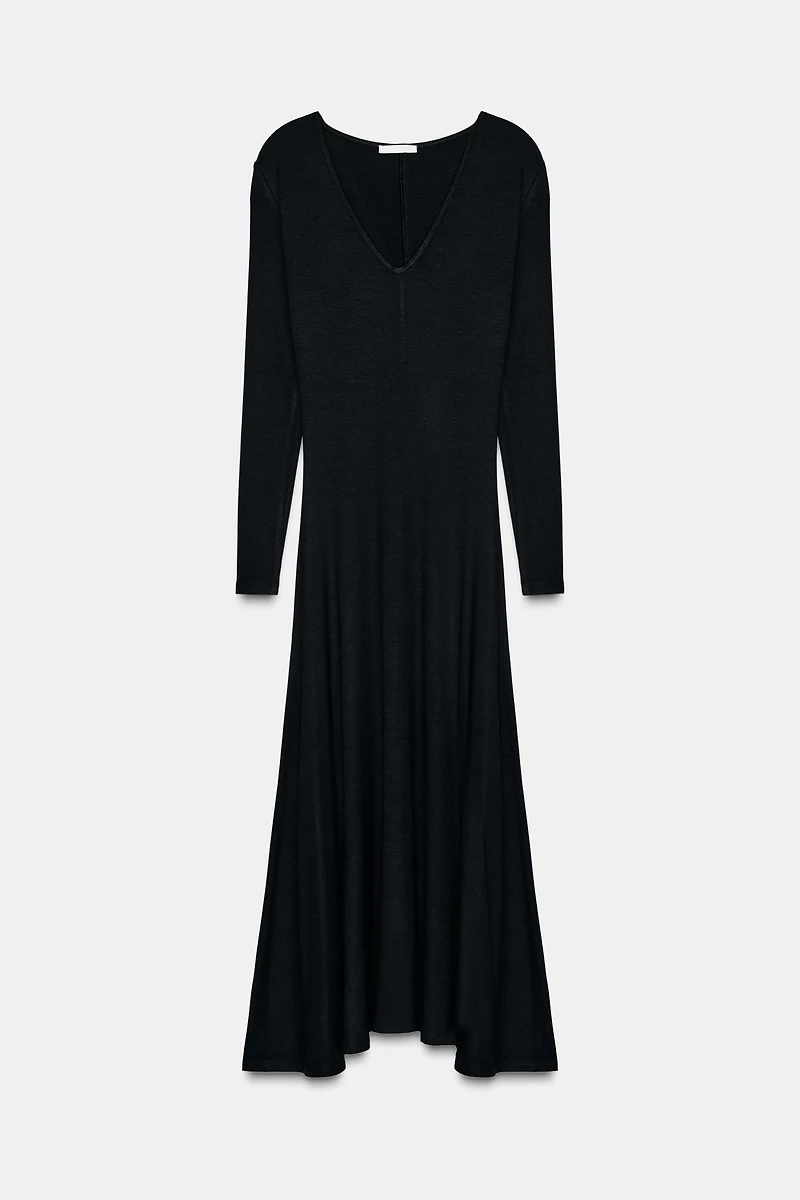 LONG V-NECK DRESS