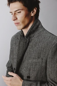 VESTE DE COSTUME STRUCTURÉE À CHEVRONS AVEC LAINE