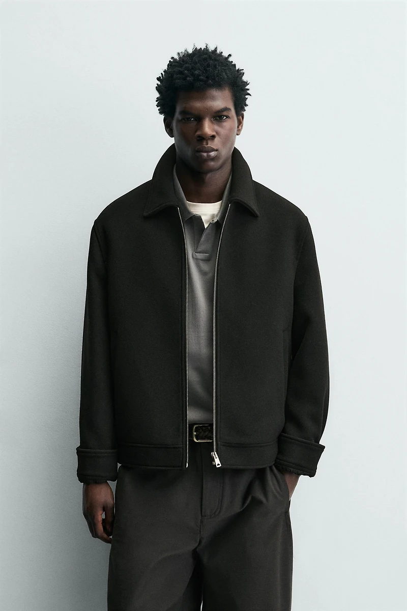 WOOL EFFECT ZIPPER JACKET