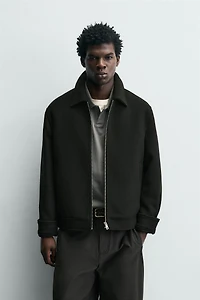 WOOL EFFECT ZIPPER JACKET