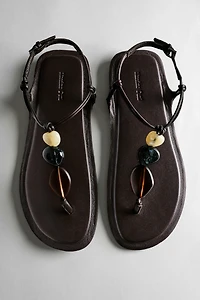 Flat slider sandals with stones