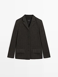 Herringbone wool blend blazer