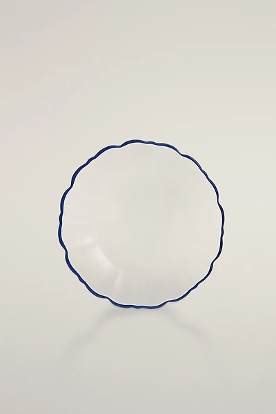 GLASS DESSERT PLATE WITH CONTRASTING RIM