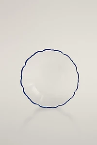GLASS DESSERT PLATE WITH CONTRASTING RIM