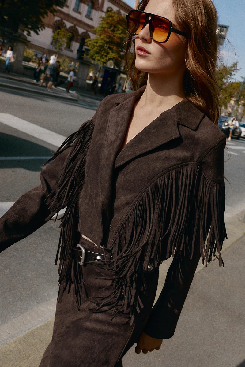 FAUX SUEDE FRINGED JACKET