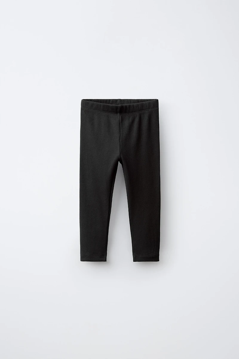 SOLID RIBBED LEGGINGS