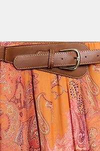 PRINTED MIDI SKIRT WITH BELT