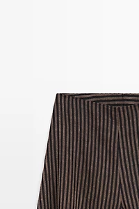 Striped flowing linen blend skort