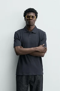 REGULAR FIT COTTON-LINEN POLO