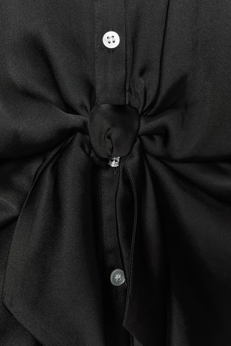 KNOTTED SATIN EFFECT SHIRT