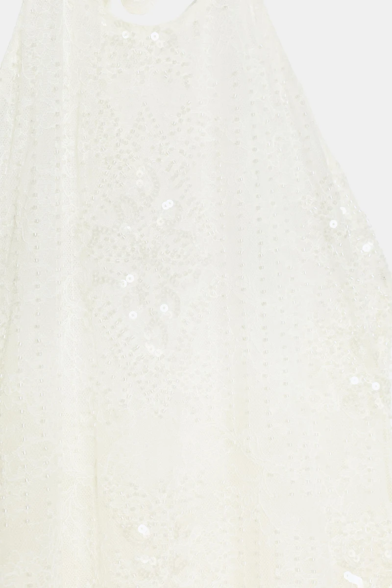 EMBROIDERED LACE HALTER DRESS