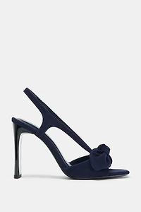 SUEDE BOW HEELED SANDALS