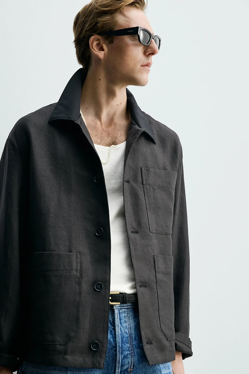 SURCHEMISE RELAXED FIT LIN ET COTON