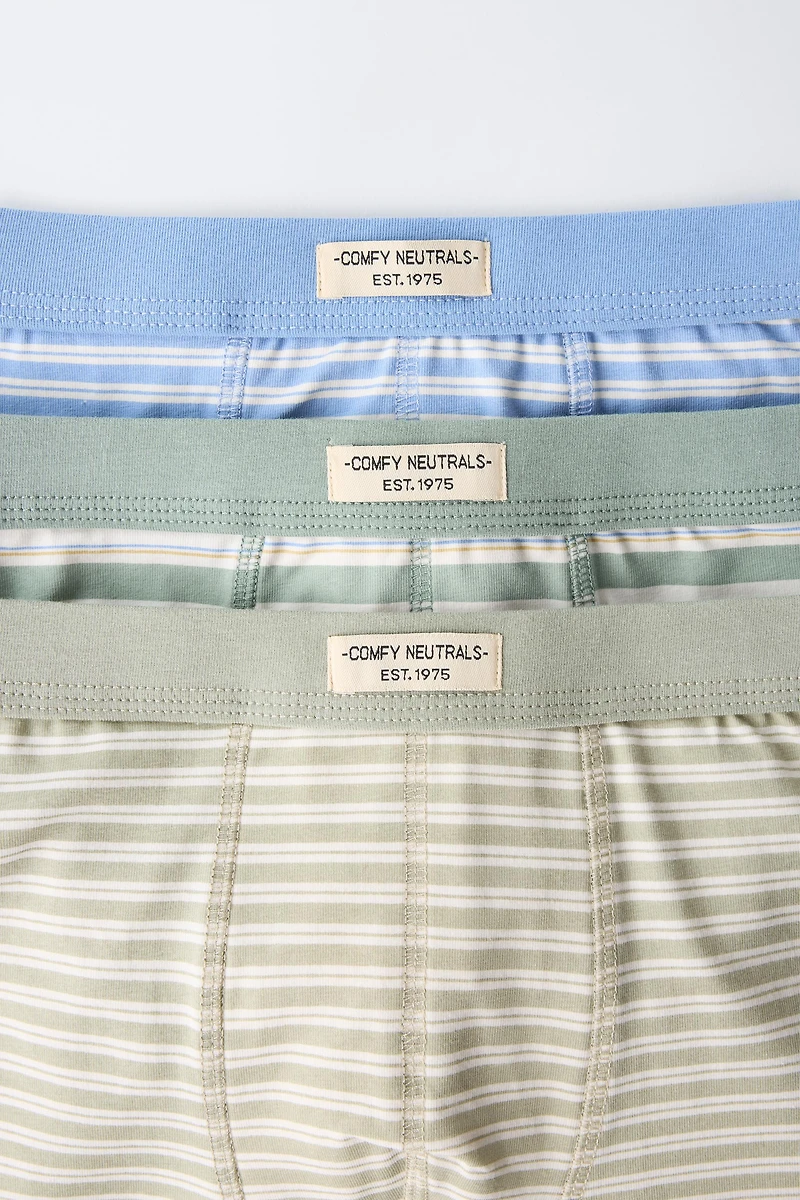 AGES 6-14/ THREE-PACK OF BOHO STRIPE BOXERS