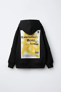 DOUBLE SLEEVE HOODIE SWEATSHIRT WITH LABEL