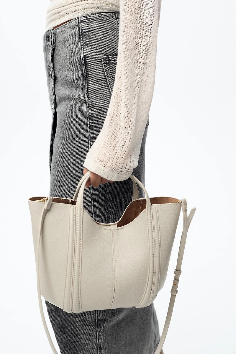 TOPSTITCHED MINI CITY BAG