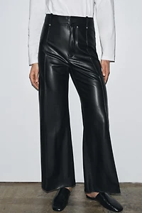 ZW COLLECTION FAUX LEATHER TAILORED WIDE LEG PANTS