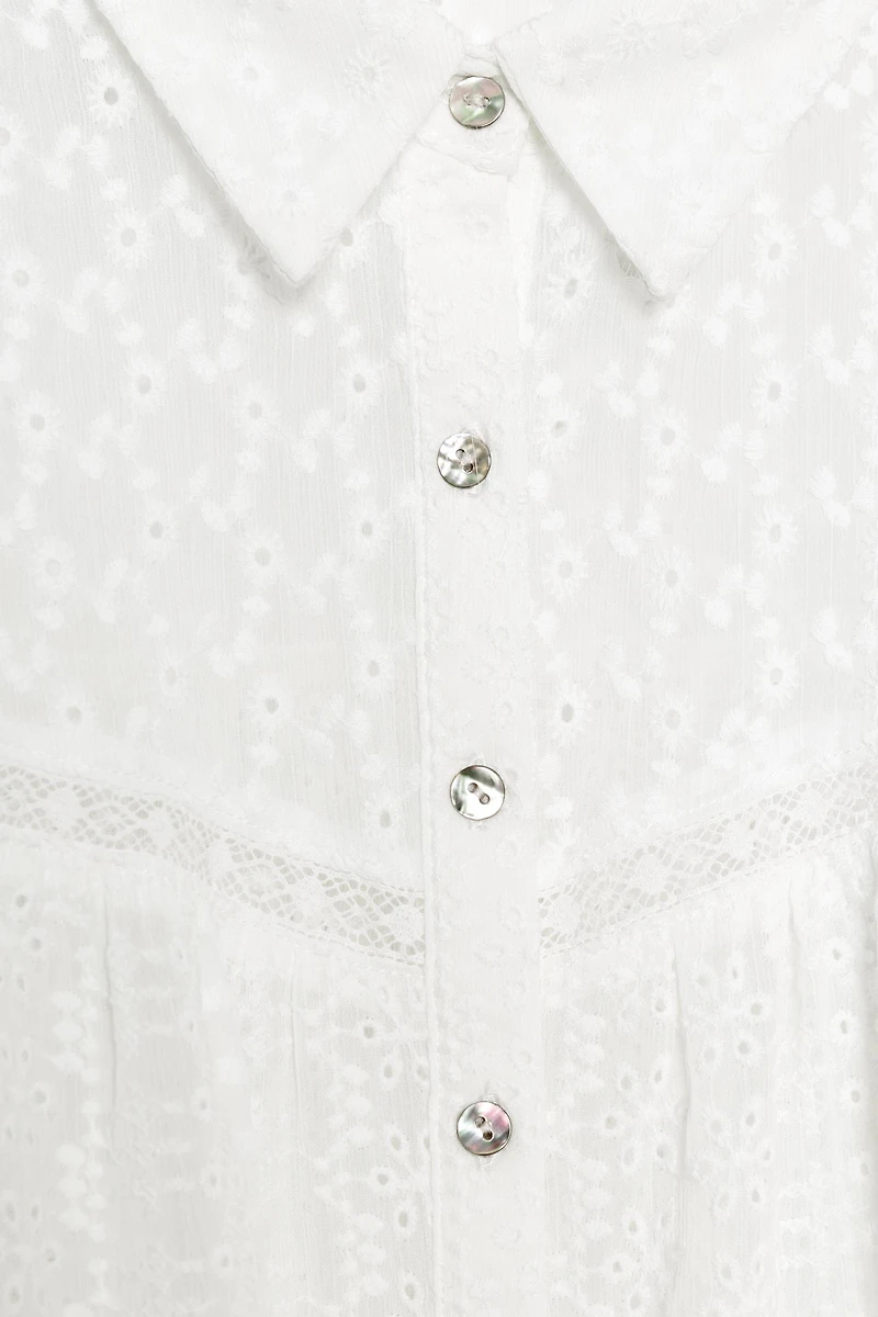 BLOUSE ROMANTIQUE BRODERIES AJOURÉES