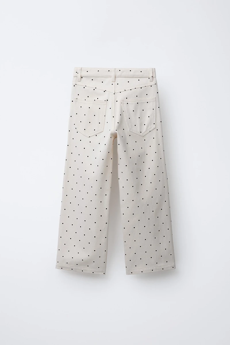 WIDE LEG POLKA DOT JEANS