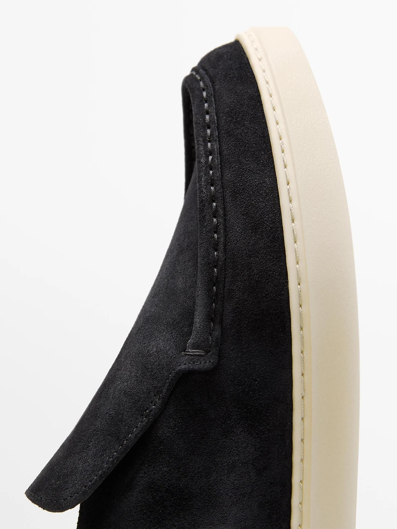 Split suede leather boot-style loafer