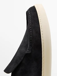 Split suede leather boot-style loafer