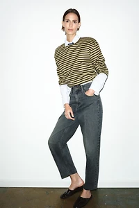STRIPED COTTON AND LINEN T-SHIRT
