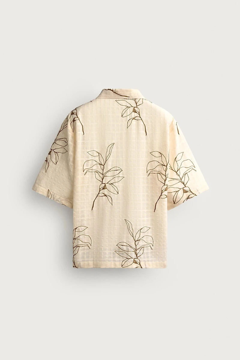 LEAF EMBROIDERED JACQUARD SHIRT