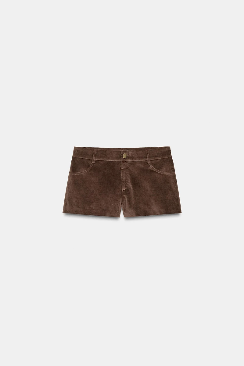 FAUX SUEDE MINI SHORTS