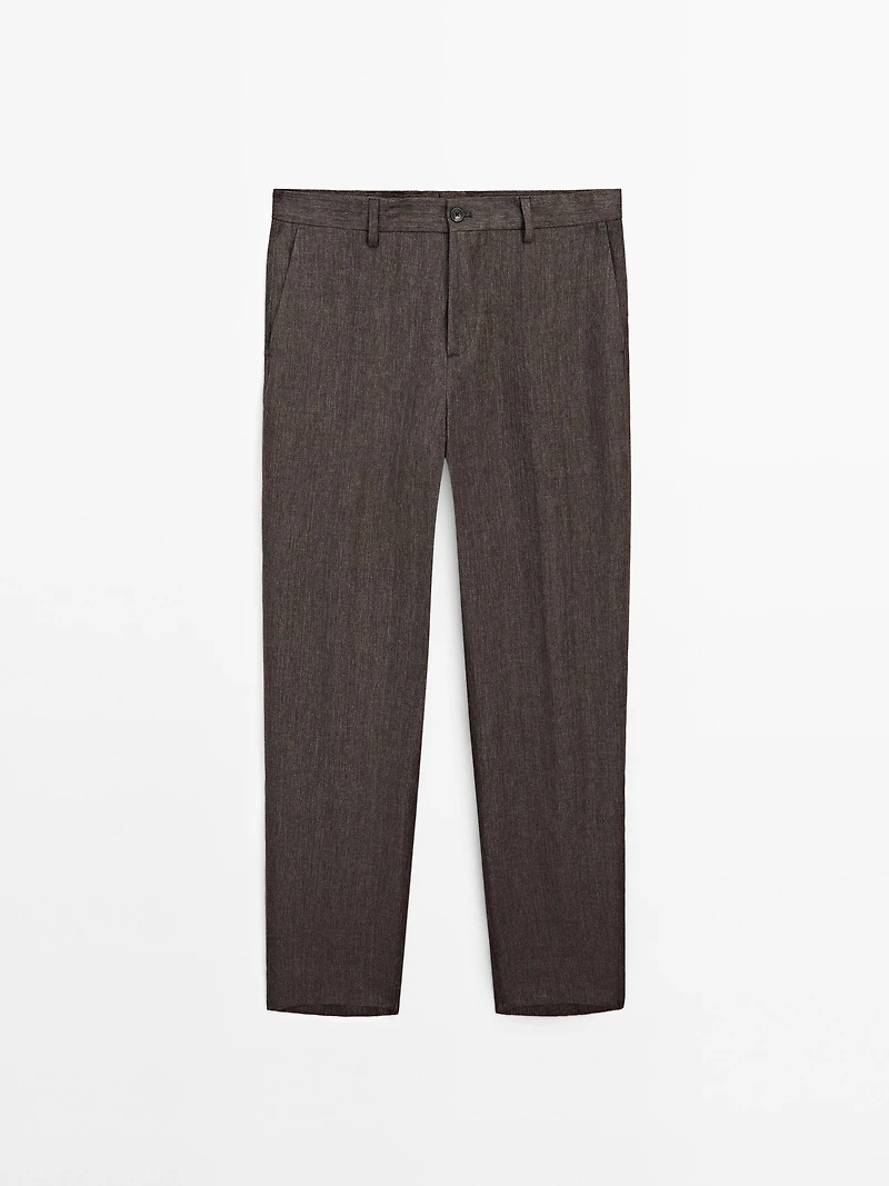 Faded total look linen trousers