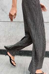 STRIPED BOUCLÉ PANTS