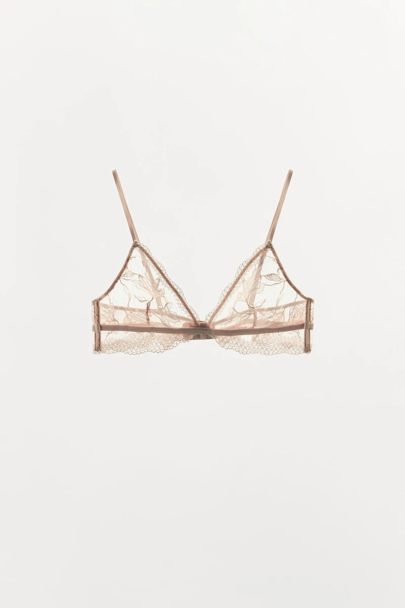TRIANGLE BRA WITH FLORAL EMBROIDERY