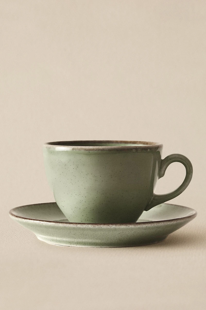 TASSE À THÉ PORCELAINE BORD EFFET ANTIQUE