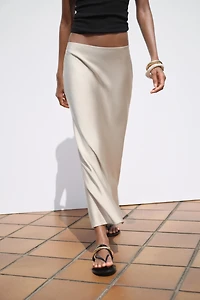 SATIN MIDI SKIRT