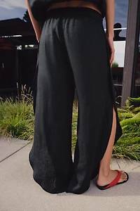 ZW COLLECTION 100% LINEN PANTS WITH VENTS