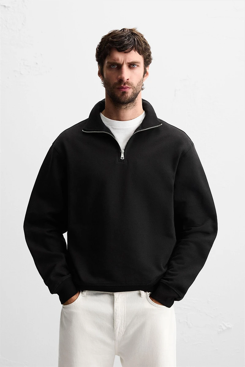 BASIC QUARTER-ZIP SWEATSHIRT