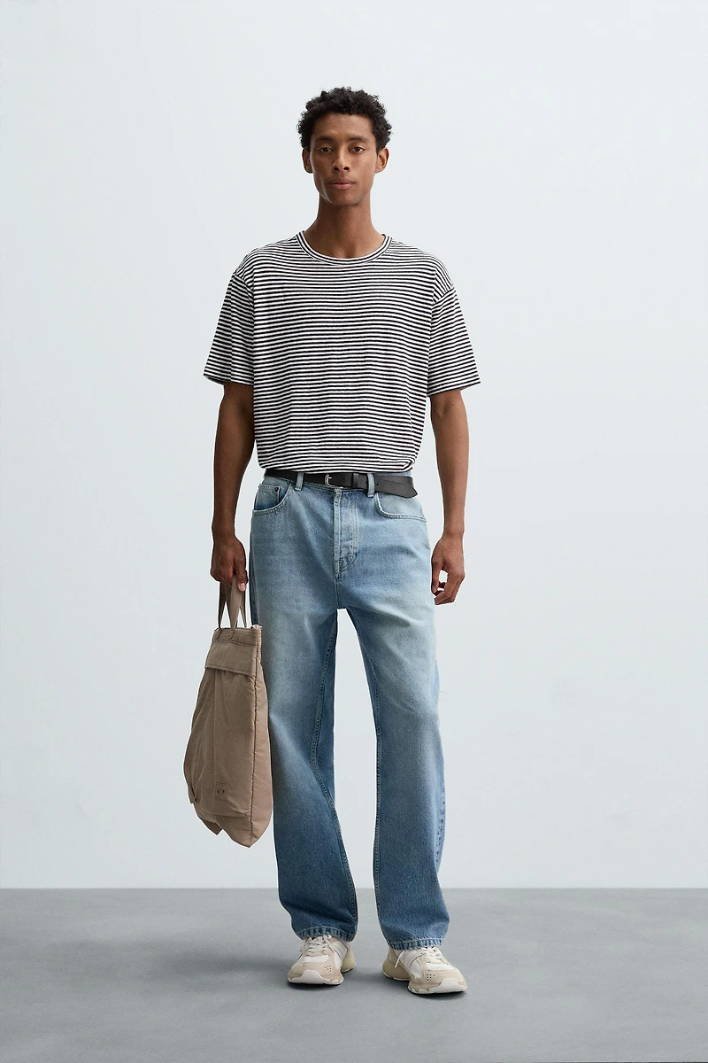 T-SHIRT COTON ET LIN RAYÉ