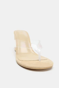 VINYL STRAP WEDGE SANDALS