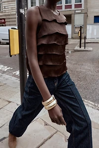 SATIN RUFFLED TOP