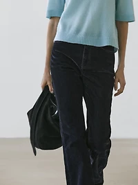 High-waist boot-cut flocked jeans