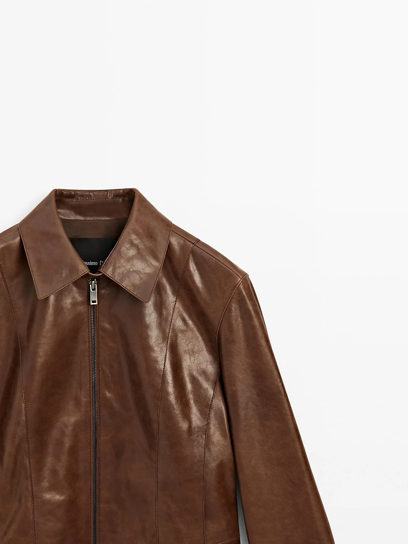 Short nappa leather jacket