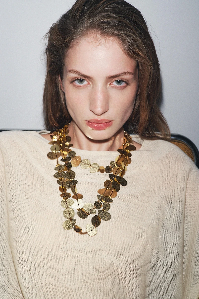 METAL PLATE WATERFALL NECKLACE