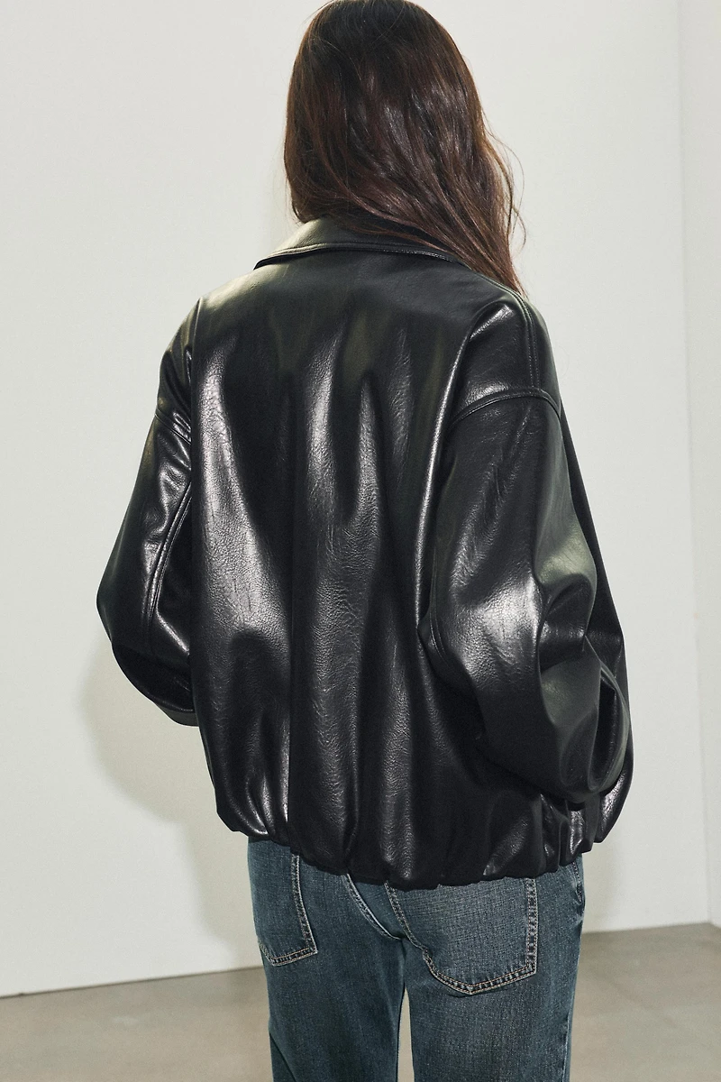 FAUX LEATHER BOMBER JACKET