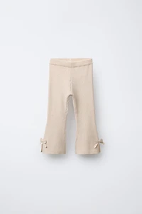 BOW DETAIL KNIT FLARE LEGGINGS