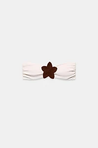 CROCHET FLOWER BANDEAU BIKINI TOP