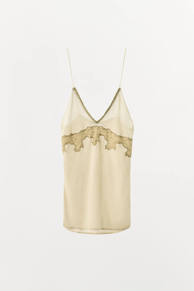 COMBINATION KNIT LACE TOP